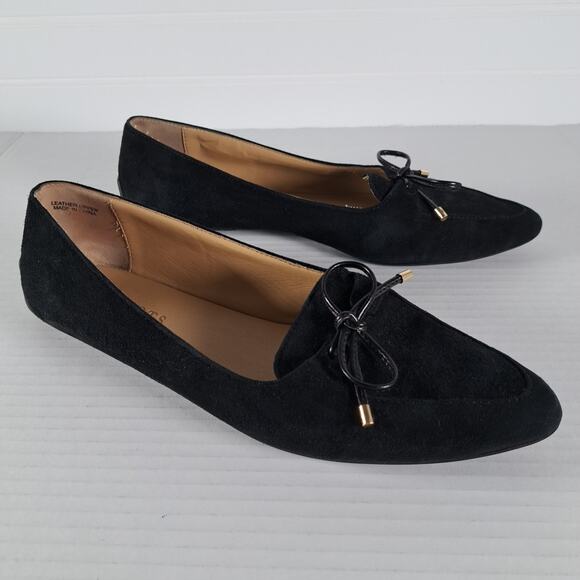Talbots Francesca Driving Flats Womens 7.5 Black Suede Leather Pointed Toe Shoes - Picture 1 of 14